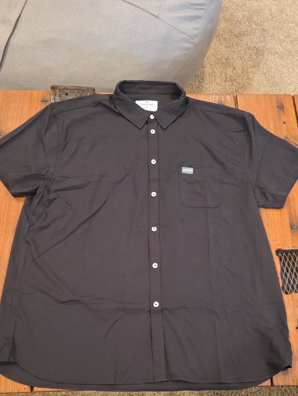 BURLEBO Men's Short-Sleeve Button-Down Shirt in Black